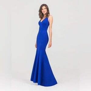 Royal blue open back gown